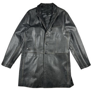 John Varvatos U.S.A. Leather Car Coat Black Size XXL